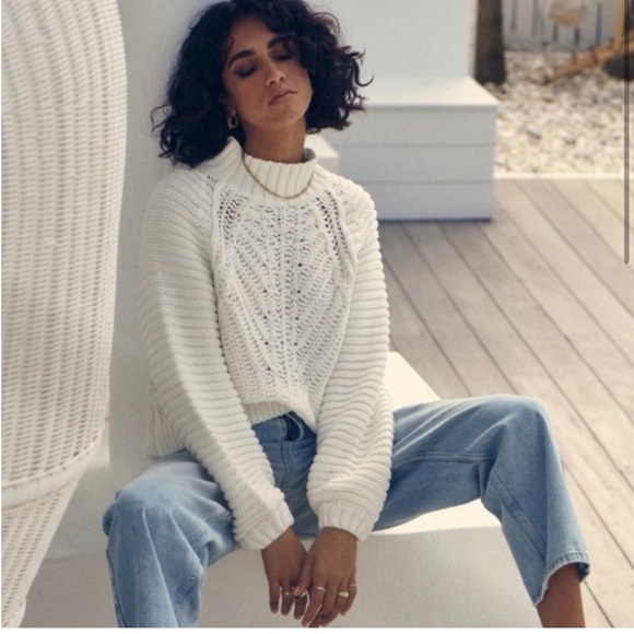 Free People Chunky Knit Sweetheart Sweater Size Small - Picture 3 of 9